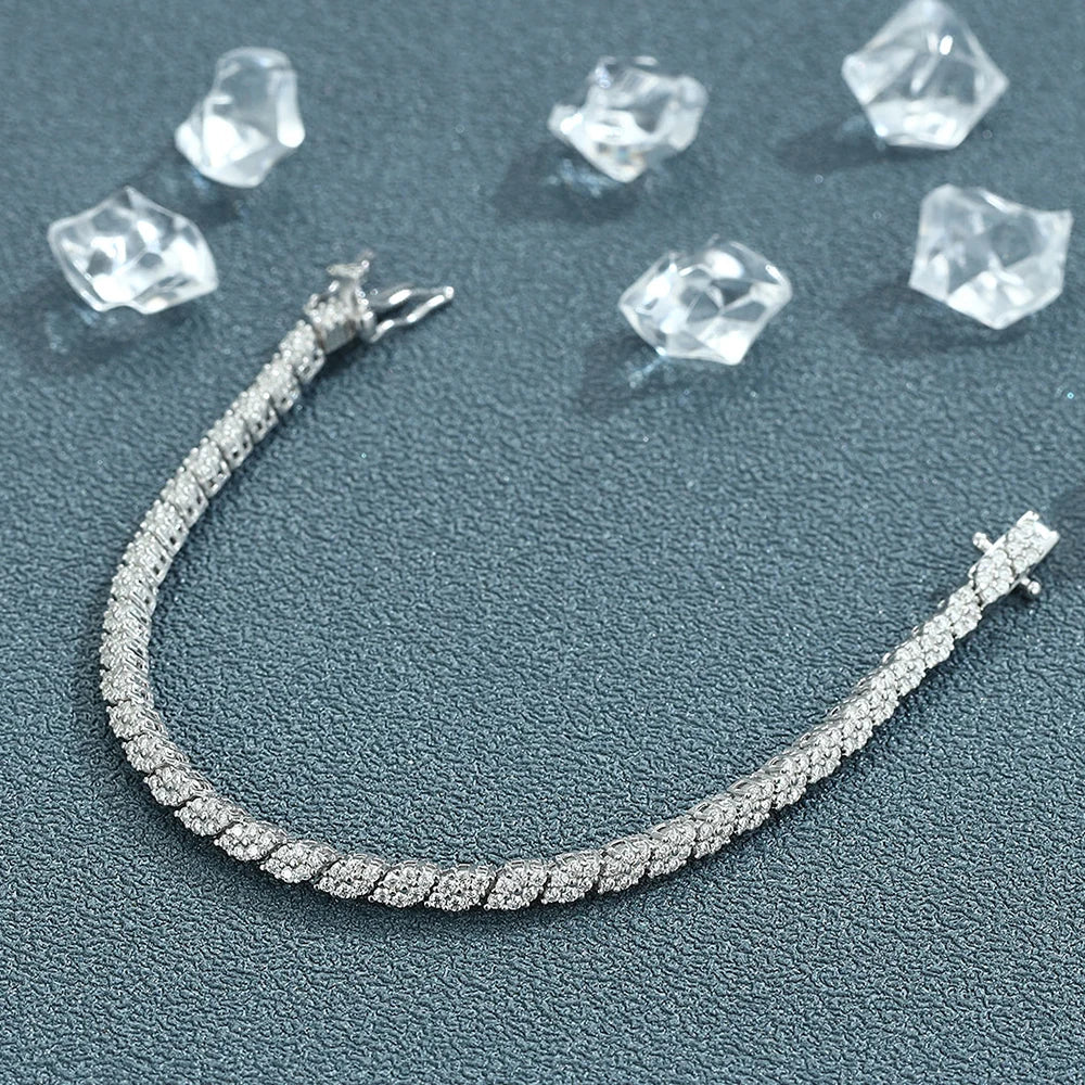 Shape Full Moissanite Tennis Bracelets for Women Men S925 Silver D Color Sparkling Diamond Bangles with Certificate