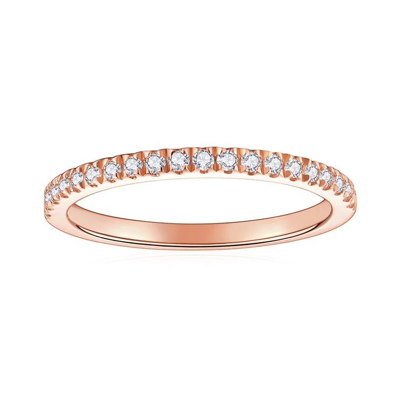3pcs 0.2ct Moissanite Eternity Ring for Women Men 1.3mm 18k Gold Plated Sterling Silver Wedding Moissanite Band Jewelry