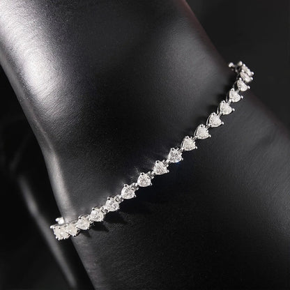 3mm Full Heart Cut Moissanite Bracelet 100% S925 Sterling Silver Plated 18K Gold for Women Party Fine Jewelry Gift