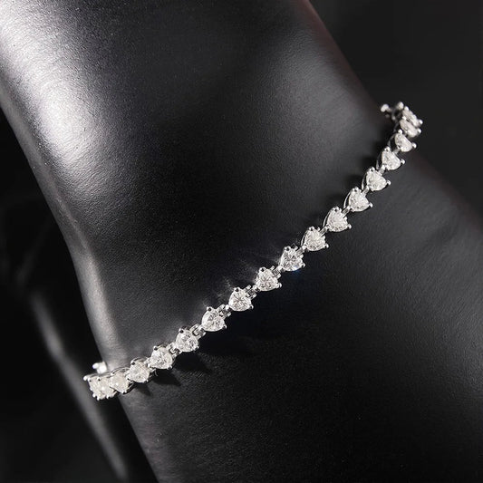 3mm Full Heart Cut Moissanite Bracelet 100% S925 Sterling Silver Plated 18K Gold for Women Party Fine Jewelry Gift