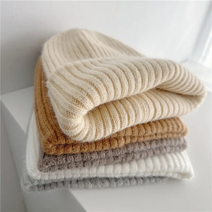Winter Dome Brimless Casual Hat Warm Rabbit Fur Knit Hat women's double-layer Thick Wool Hat Casual Hat Toe Cap Cold Hat 4m868
