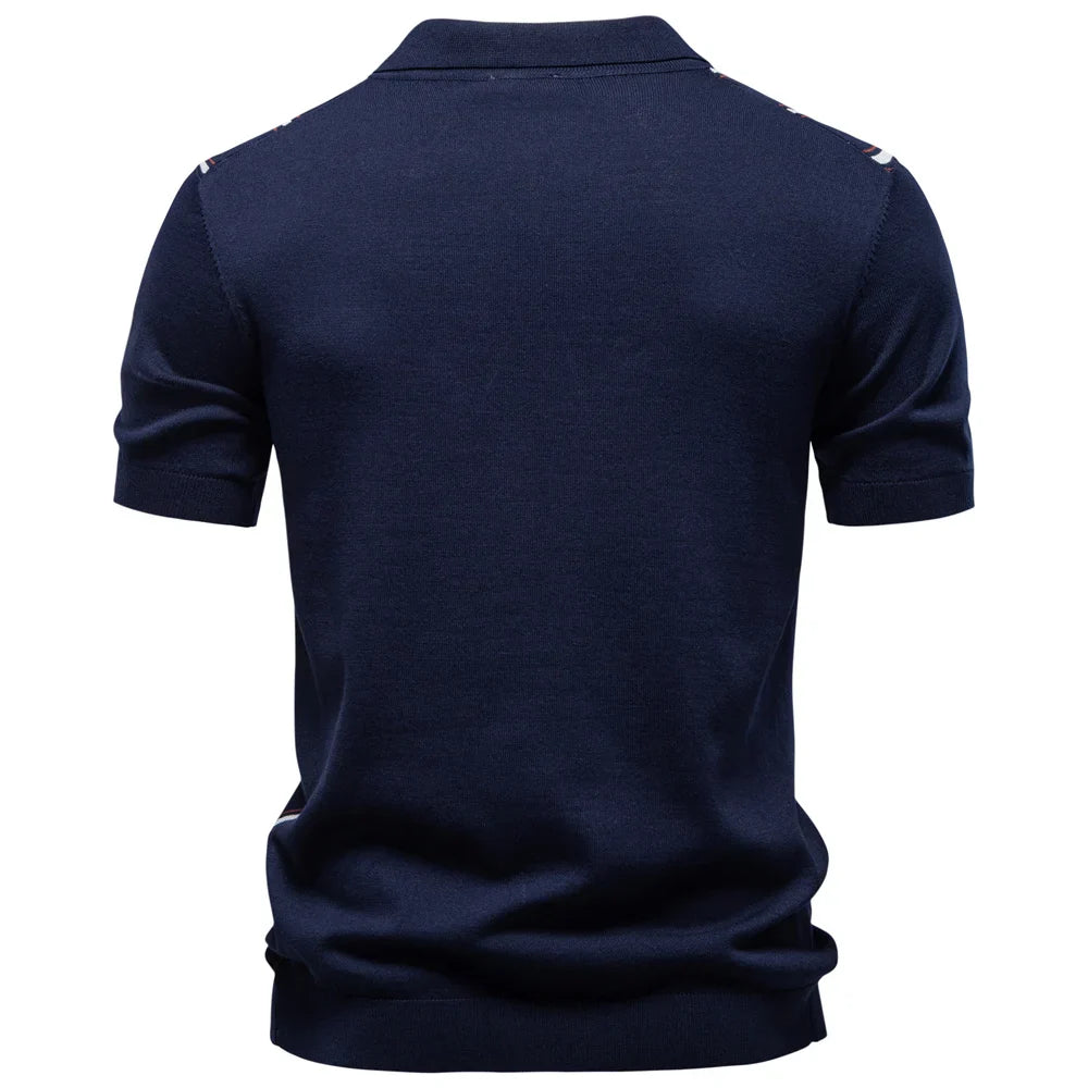 Men's Stripe Polo Shirt Old Money Style Short Sleeve Soft Breathable Casual Elegant Fabric for Comfortable Wear