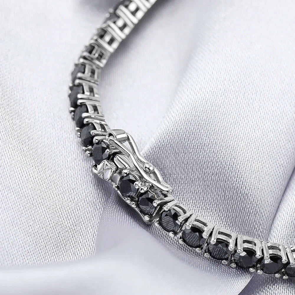 GRA Certified Full 3/4/5/6.5MM Black Moissanite Tennis Bracelet for Men Women S925 Silver Plated 18K Black Gold Bracelets
