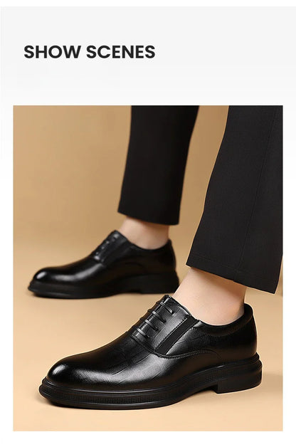 Men Dress Shoes Black Soft Leather Men Heighten Formal Shoes Casual Business Men Oxfords Suit Shoes