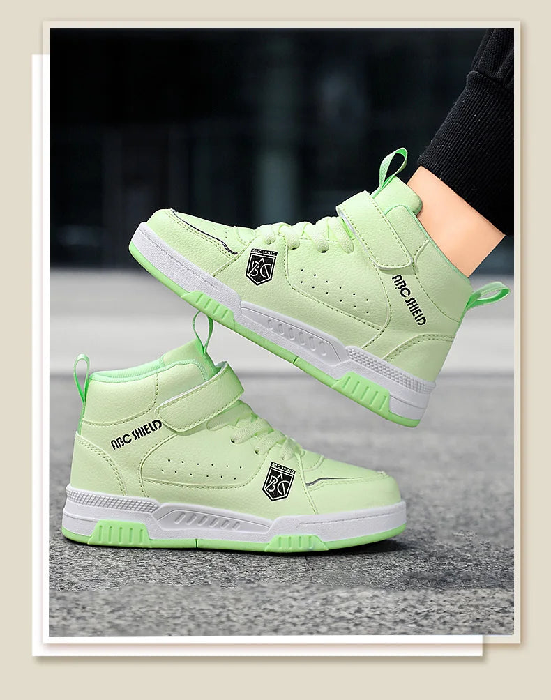 Children‘s High-top Basketball Boots Boys Girls Non-slip Basketball Trainers Outdoor Jogging Sneakers Breathable Athletic Shoes