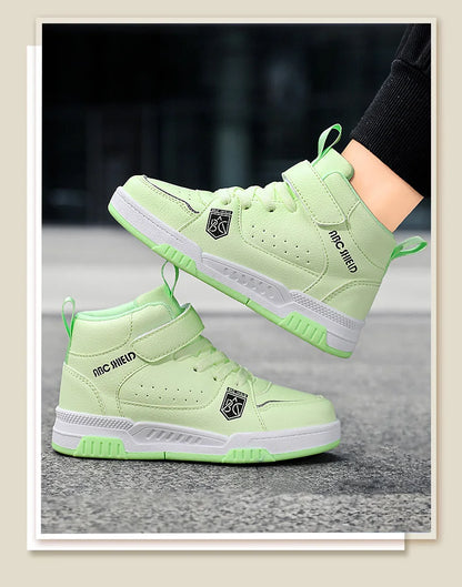 Children‘s High-top Basketball Boots Boys Girls Non-slip Basketball Trainers Outdoor Jogging Sneakers Breathable Athletic Shoes