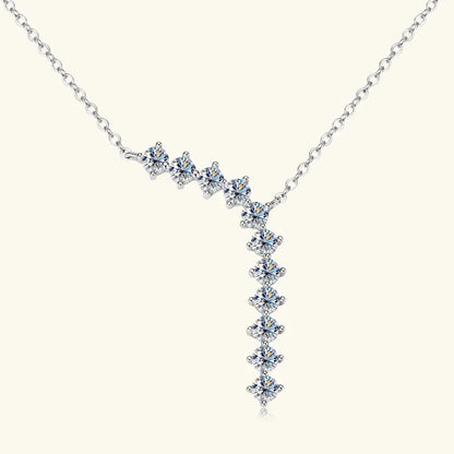 1.7cttw D color Moissanite Earrings Necklace 925 Sterling Silver Y-Shaped Pendant Necklaces Jewelry Set For Women Charming Gift