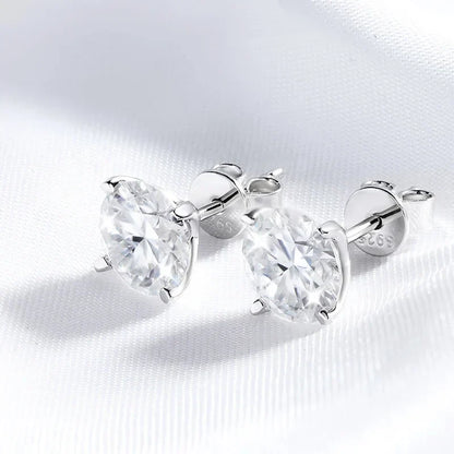 Each 0.2-2CT Certified Moissanite Stud Earrings for Women 4 Claw Sparkling Wedding Party Jewelry Sterling Silver S925