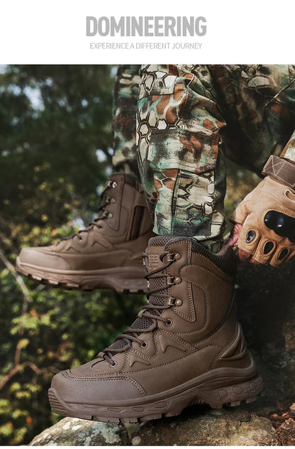 Fashion Men Boots Desert Tactical Boots Mens High Top Outdoor Hiking Shoes Waterproof Ankle Work Safty Sneakers