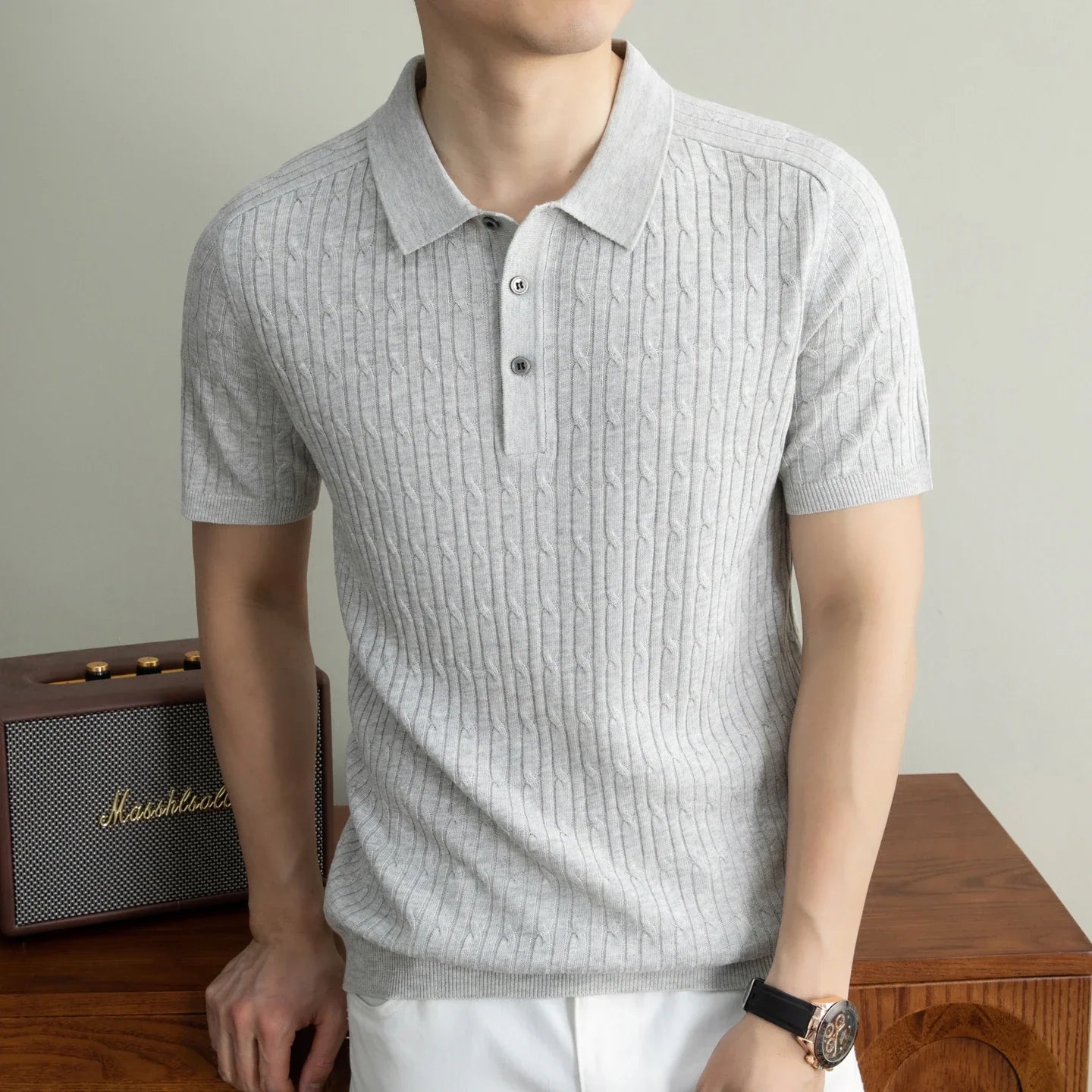 Summer Light Luxury Men's Polo Shirt Breathable Nut Flower Casual Collar Knitted Short Sleeve T-shirt for Men