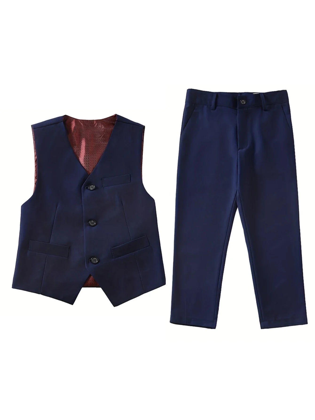 4pcs/set Boys' Suit Set With Pants, Vest, Shirt And Tie School Uniforms