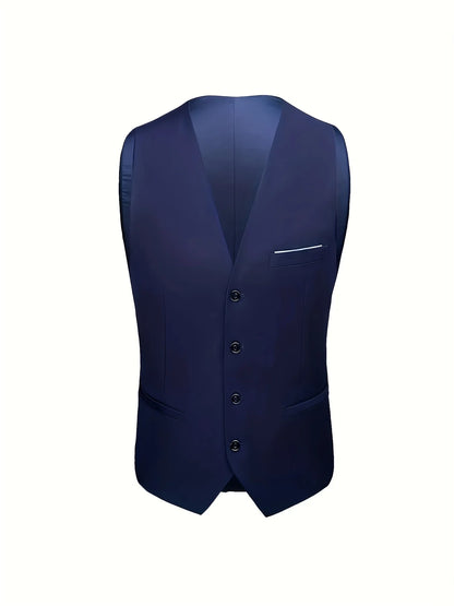 Men's 3pcs Suit Set, Jacket + Vest + Pants, Fashionable, Suitable for Weddings, Parties and Formal Occasions