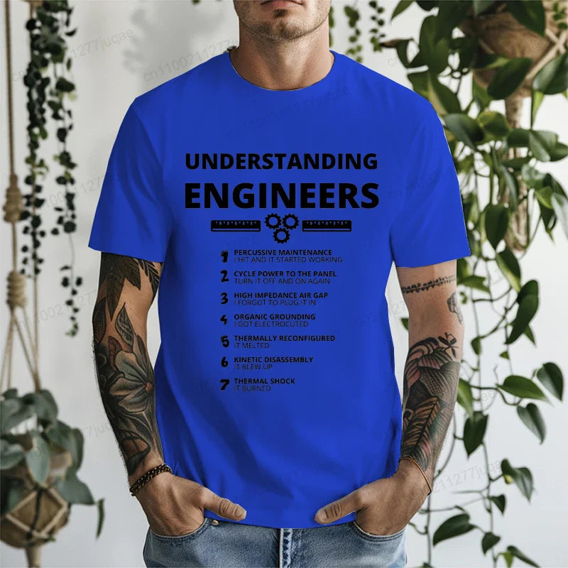 Understanding Engineers Funny Sarcastic T Shirt Men Casual Short Sleeve Graphic Tees T-Shirts Engineering Humor Streetwear Gift