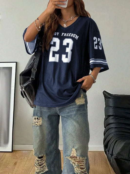 Women Los Angeles jerseys Coolane Summer Drop Shoulder Oversized Football Jersey Tee With Letter Print Couple Same Style