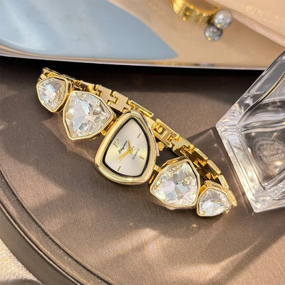 New color scheme irregular design big diamond watch light luxury niche watch color fashion high sense foreign trade wholesale