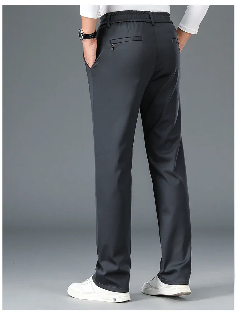 Men's Stretch Casual Pants Autumn Elastic Waist Straight Jogger Sweatpants Korean Business Classic Brand Trousers Male Clothing
