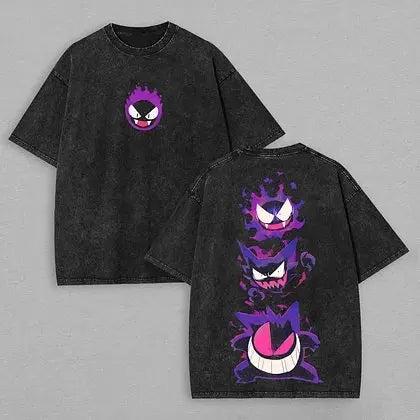 Short Sleeve Tee Anime Washed Vintage Graphic T-Shirt Man Women Cosplay Casual Tops Y2k Streetwear