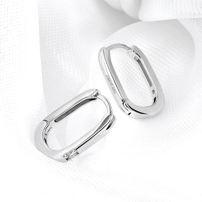 Each 2mm Moissanite Hoop Earrings for Women Square Classic Girls' Jewelry 100% 925 Sterling Silver Plated 18K Gold