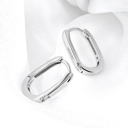 Each 2mm Moissanite Hoop Earrings for Women Square Classic Girls' Jewelry 100% 925 Sterling Silver Plated 18K Gold