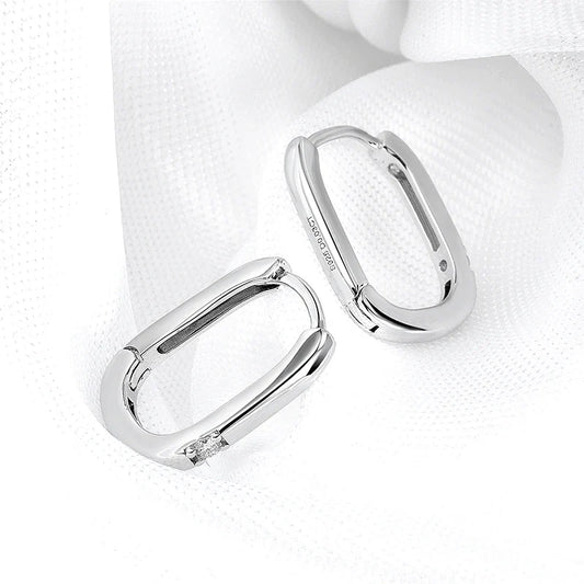Each 2mm Moissanite Hoop Earrings for Women Square Classic Girls' Jewelry 100% 925 Sterling Silver Plated 18K Gold