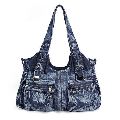Women's Denim Bag Y2K Vintage Blue Jean Purse and Handbags Crossbody Shoulder Wallet Large Capacity