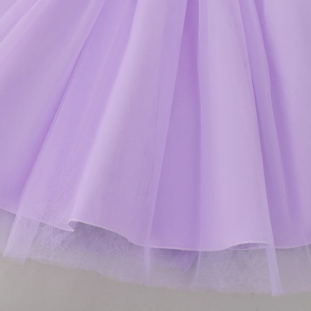 Summer Bridesmaids Party Girl Dresses Elegant Short Sleeve Birthday Princess Dress For Girl Tulle Wedding Prom Evening Customes