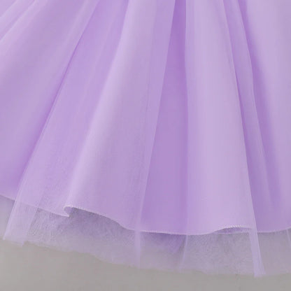 Summer Bridesmaids Party Girl Dresses Elegant Short Sleeve Birthday Princess Dress For Girl Tulle Wedding Prom Evening Customes