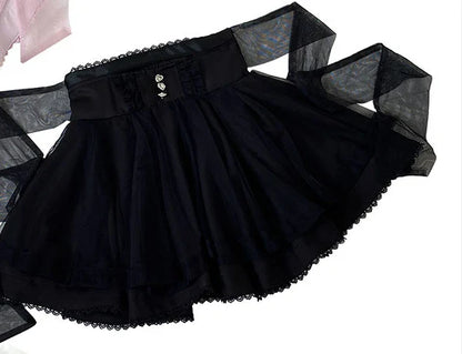 2024 Autumn And Winter New Japanese Short Skirt Lolita Mine Series Diamond Buckle 360 Degree Large Hemline Gauze Skirts Female