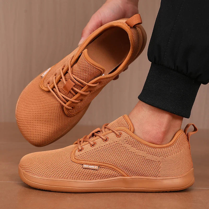 Tênis Esportivo de Malha Exclusivo Flexível de Bico Largo Respirável Minimalista para Caminhada Atividades ao Ar Livre Tênis Masculino Dobrável