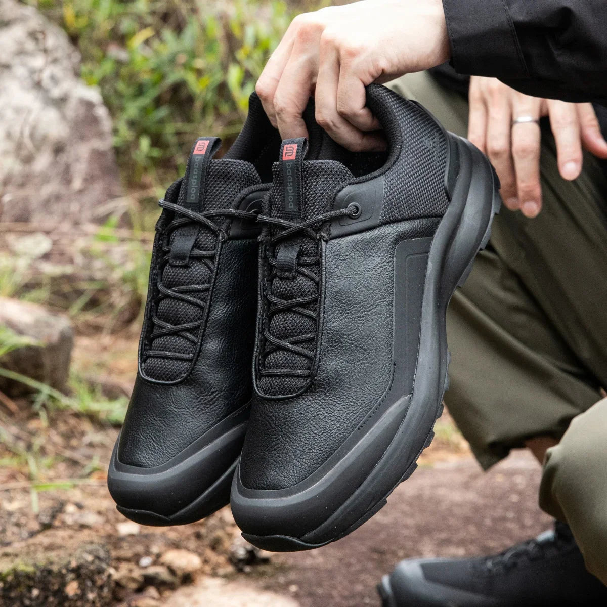 Men Hiking Shoes Litchi Leather High Quality Male Trekking Climbing Sneakers Non-slip Luxury Designer Outdoor Shoe