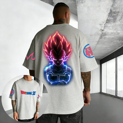 T-shirt Summer New Vegeta Print Men and Women Harajuku Loose Casual Parent-child Short Sleeved Shirt
