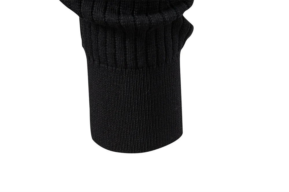 Button Placket Polo Shirt Men Ribbed Stripe Long Sleeve Contemporary Fit Minimalist Autumn Winter Premium Business Top