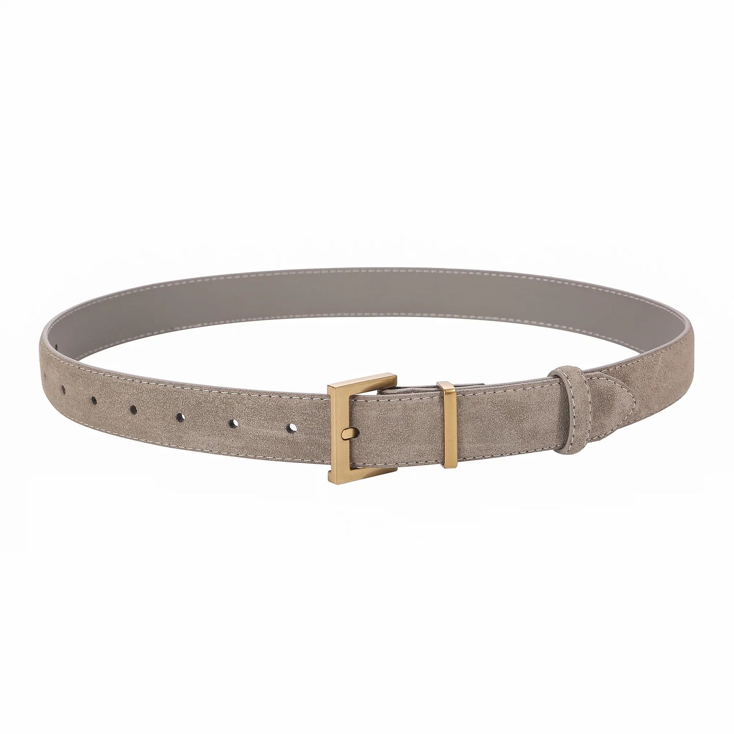 Trendy Cowhide Suede Belt for Women Casual Jeans Dress, Genuine Leather Belts with Square Alloy Buckle Waistband