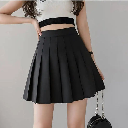 Vintage Gray Pleated Skirt Women Kawaii High Waist Mini Skirts Korean Fashion School Uniform Harajuku Streetwear Spring