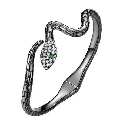 Authentic Green Zircon Snake Opening Bracelet Animal Cuff Bracelet Pave Setting CZ for Women Fashion Jewelry YIB058