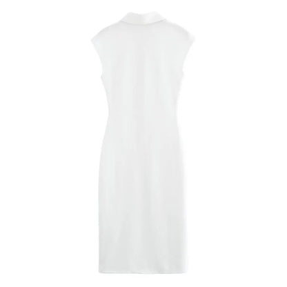 Pleated Midi Dresses for Women Sleeveless Shirt Dress Woman White Black Women's Summer Dress Draped Party Dress Women