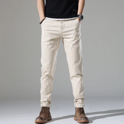 Spring New Men Casual Pants Slim Fit Stretch Arrivals Fashion Button Desinger Men's Streetwear Brand Male Clothing
