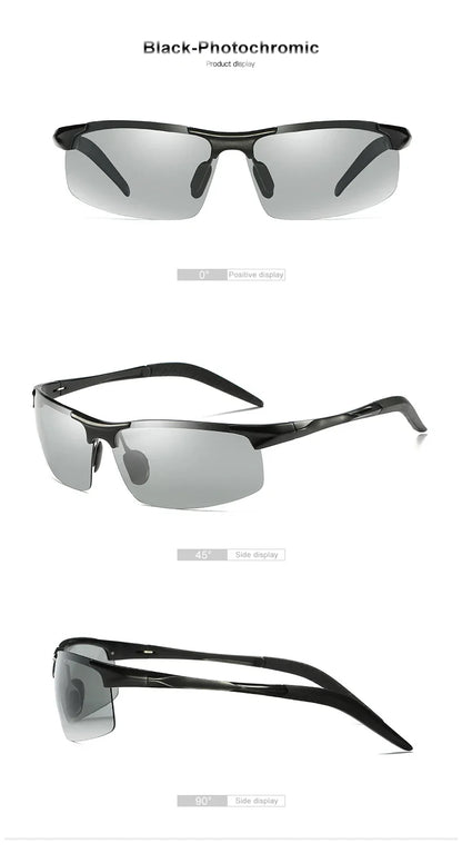 Aluminum Photochromic Sunglasses Men Polarized Day Night Driving Chameleon Glasses Anti-Glare Change Color Sun Glasses UV