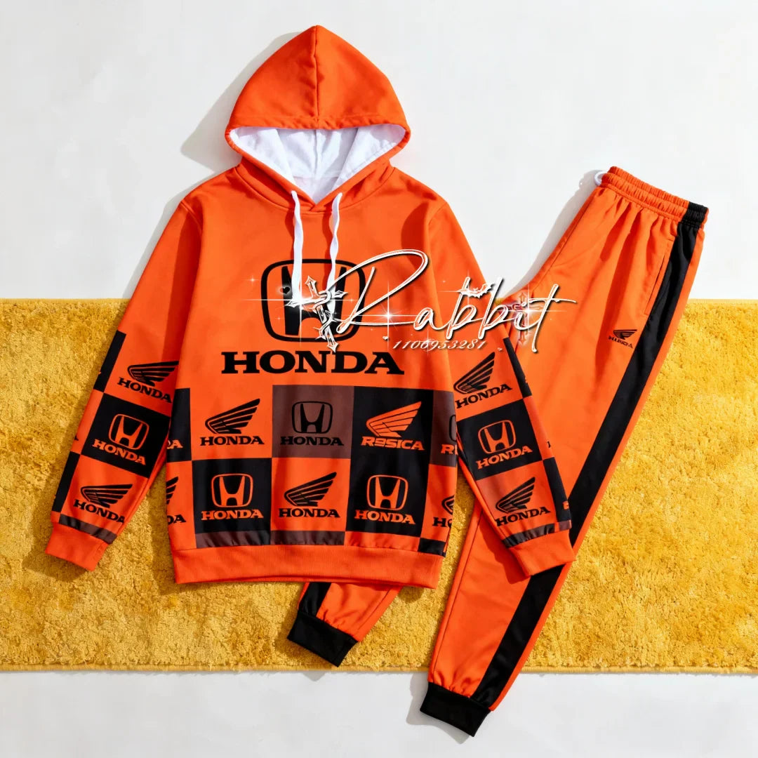 Racing Track Rider Fashion Cycling Motorcycle Set Retro Hoodie Casual Sports Pants Two Piece Off Road Set Downhill Bike