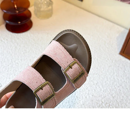 Kids Suede Strappy Sandals for Boys Girls 2025 Summer Toddler Beach Barefoot Shoes Non-slip Versatile Comfort Casual Sandals Ins
