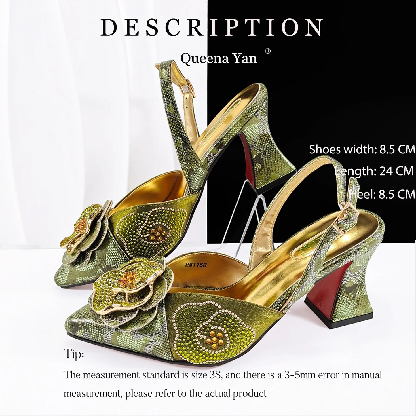 Premium Ladies Party Shoes and Bag Comfortable New Square Heels with Hand Bag For Wedding Or Work