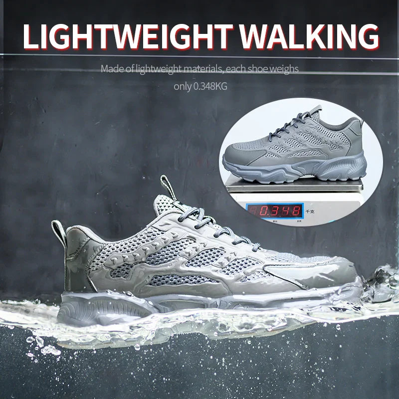 Summer Work Shoes with protection breathable Lightweight ShoesSteel Toe Shoes Men  Anti-smashing Industrial Safety Shoes