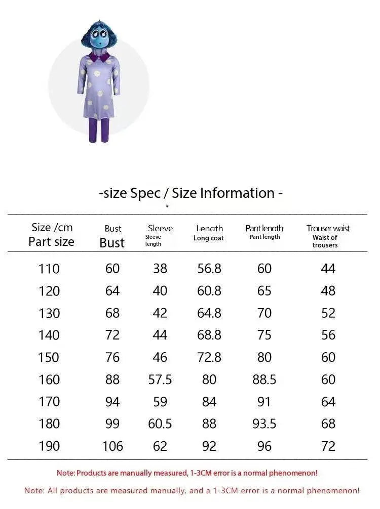 NewAnime Movie Inside Out Joy Cospaly Costume Joy Anger Fear Cos Outfits For Adult Kids Halloween Stage Performance Costume