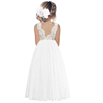 Vestido de Festa de Princesa Plus Size com Renda para Dama de Honra Bebê Crianças Vestidos de Aniversário de Casamento de Verão Roupas Infantis 2 4 6 8 10 12 14