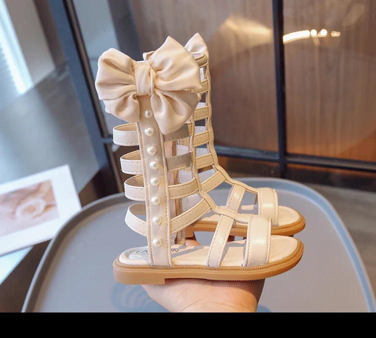 Gladiator Children's Shoes 2026 New Summer Platform Sandals for Girls Princess High-top Side Zipper Roman Sandals Child I03195