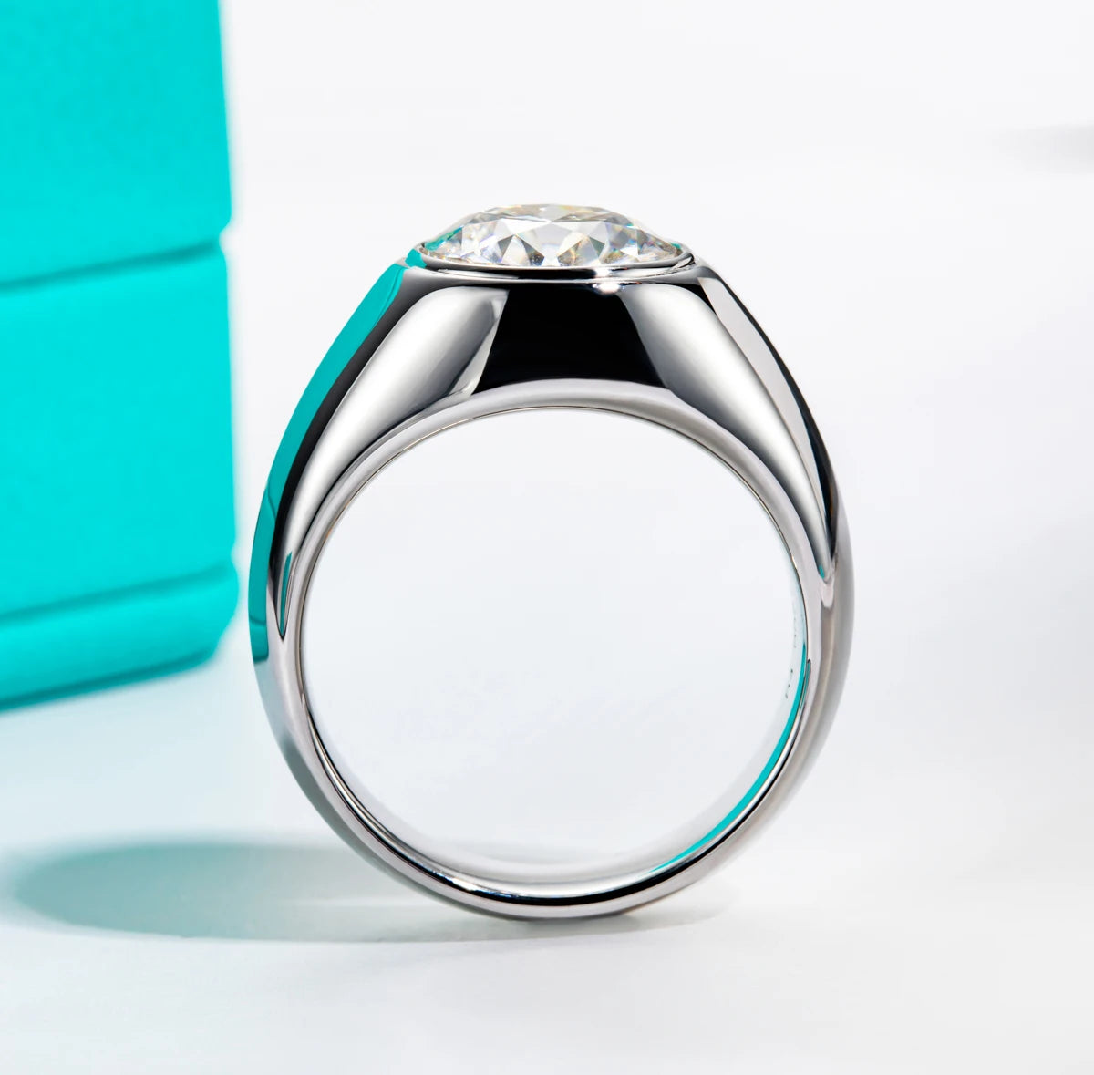 4ct D Color Moissanite Men Rings 18K Gold Plated  Silver Engagement Bezel Rings For Men Factory Jewelry Wholesale