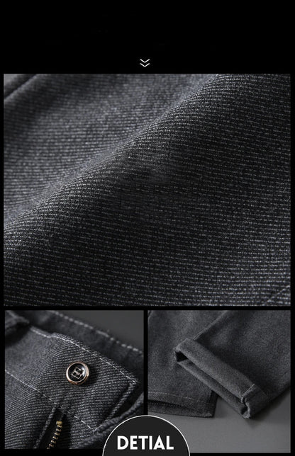 Classic Soft Grinding cotton Pants Men Business Casual Pants 2023 Autumn New Straight Slim Fashion Gray Black Brand Trousers