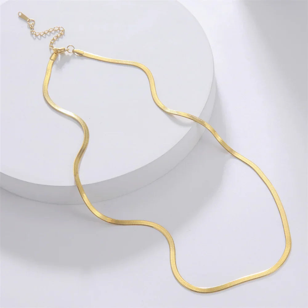 Stainless Steel Snake Chain Necklace for Women Men Gold Color Herringbone Choker Neck Chains 2026 Trend Jewelry Gift Hot