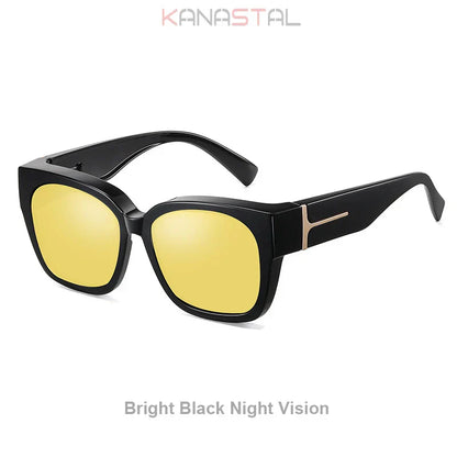 Women Polarized Sunglasses Men UV400 Night Vision Sun Glasses TR90 Big Eyeglasses Frame Driving Beach Anti Glare Shade Eyewear
