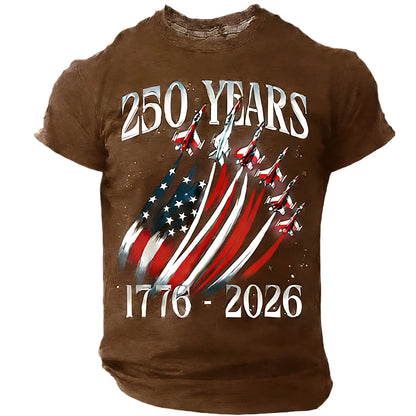 250 Years Men'S T-Shirt Patriotic American Flag Print Tee Independence Day Short Sleeve Crew Neck Casual Tops Holiday Party 2026